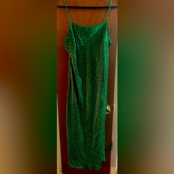 Scoop Green Leopard Slip Midi Dress Large - Picture 6 of 10